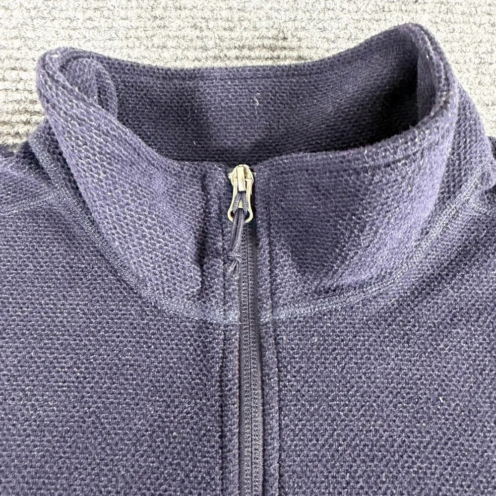 The North Face Mens Navy Blue Waffle Knit Fleece Quarter Zip Pullover Sweater